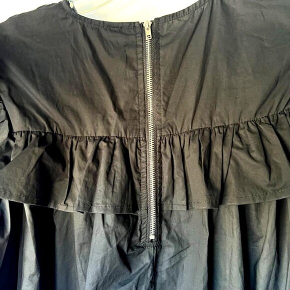 Nuuts A-Line Dress Black Ruffle Detail Women Size M Short Sleeves Zipper pockets - Picture 5 of 11